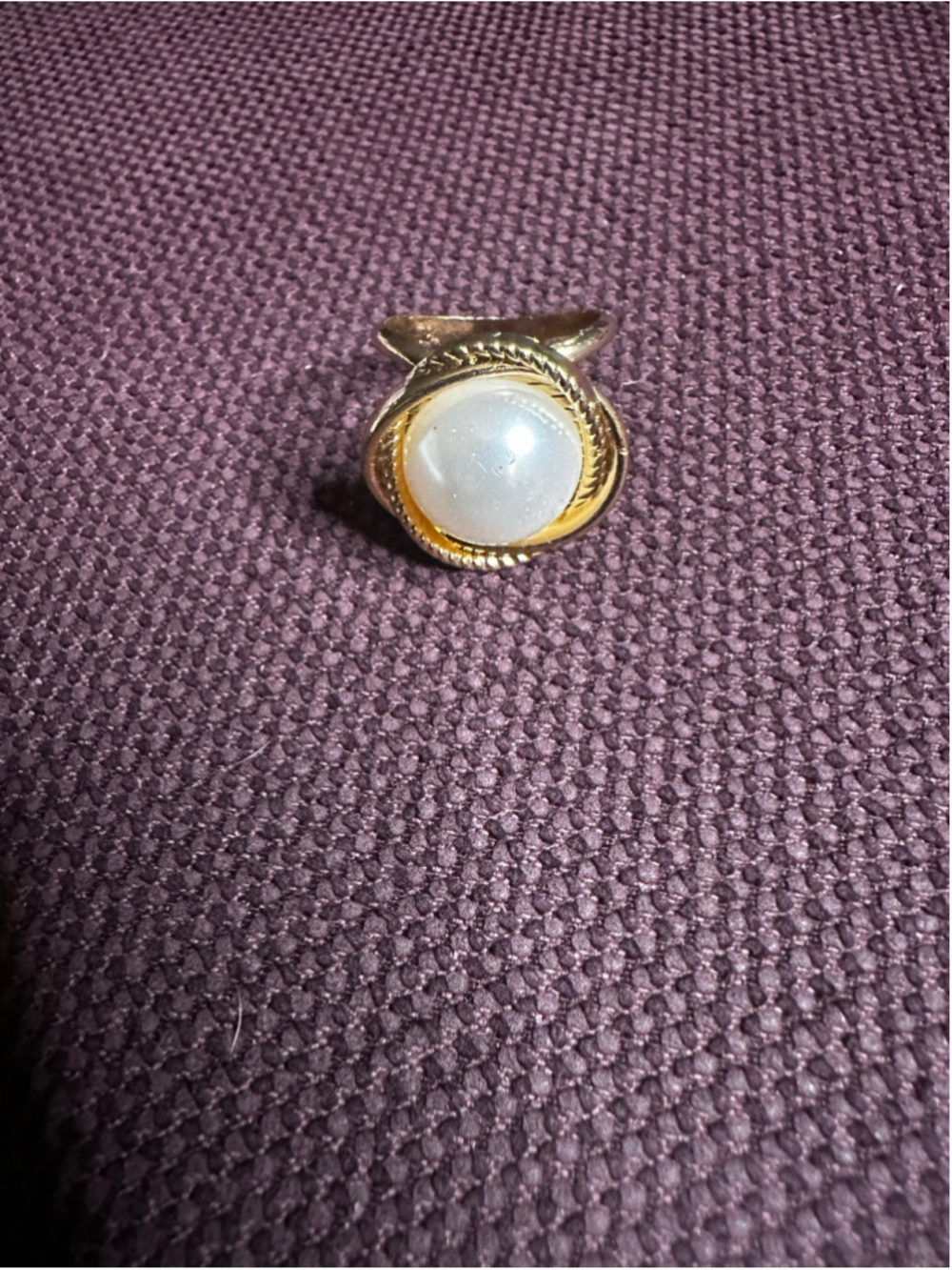 Ferragamo Gold and White Pearl Scarf Ring